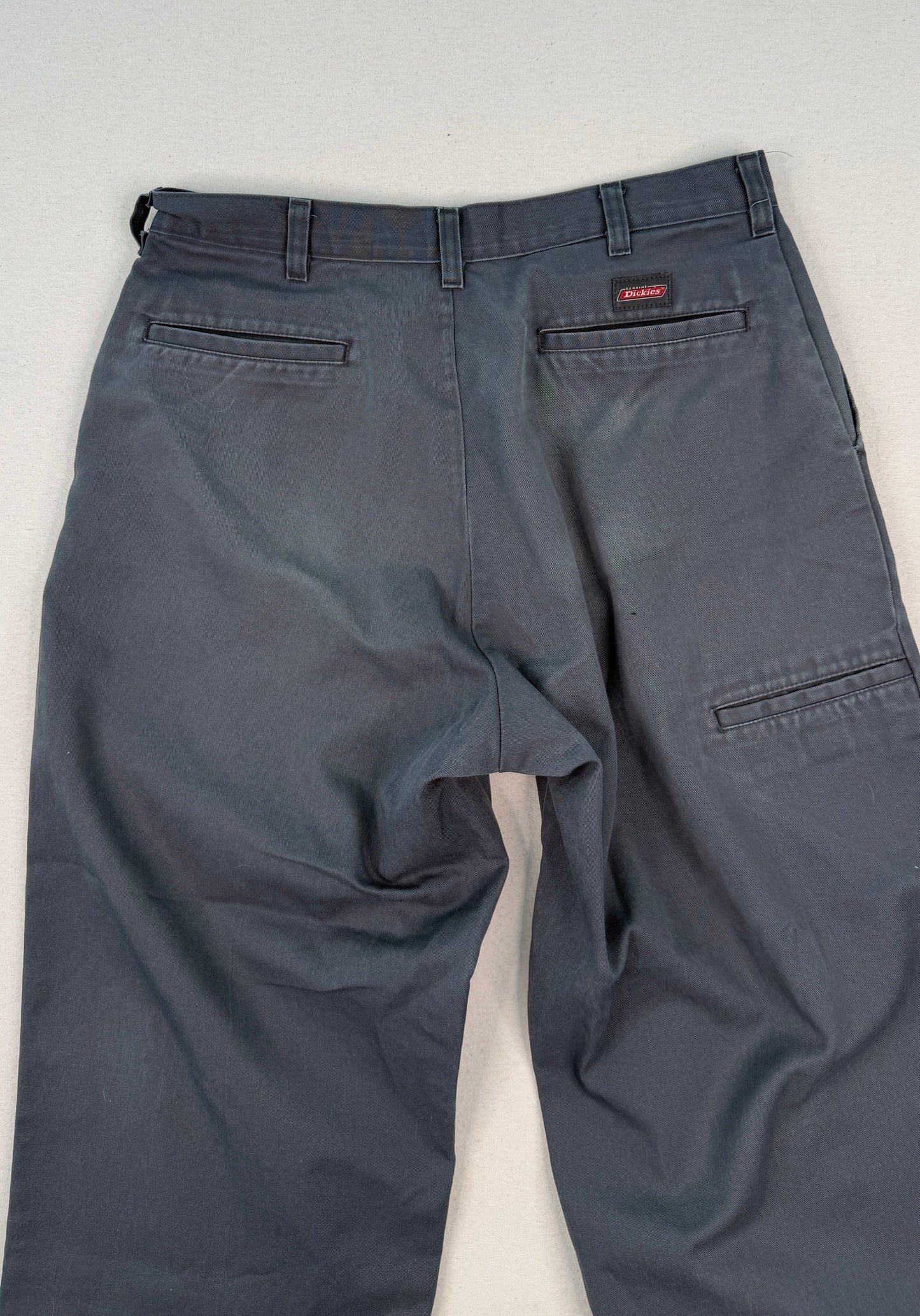 Dickies Charcoal Double Knee Work Pants – Cropped Raw Hem Vintage Utility Trousers