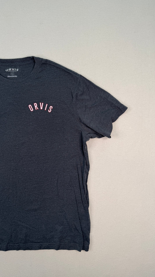 Orvis Graphic Logo Charcoal Gray T-Shirt | Outdoor Gorpcore Minimal Men’s Large