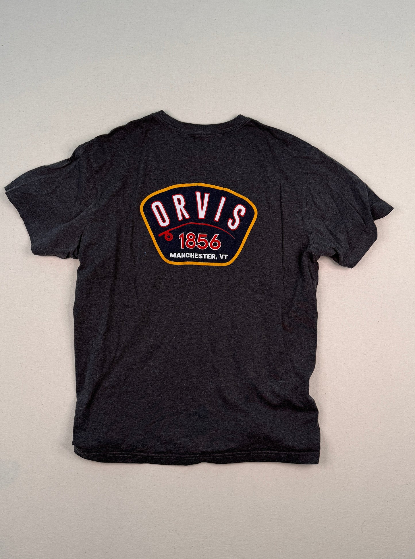 Orvis Graphic Logo Charcoal Gray T-Shirt | Outdoor Gorpcore Minimal Men’s Large