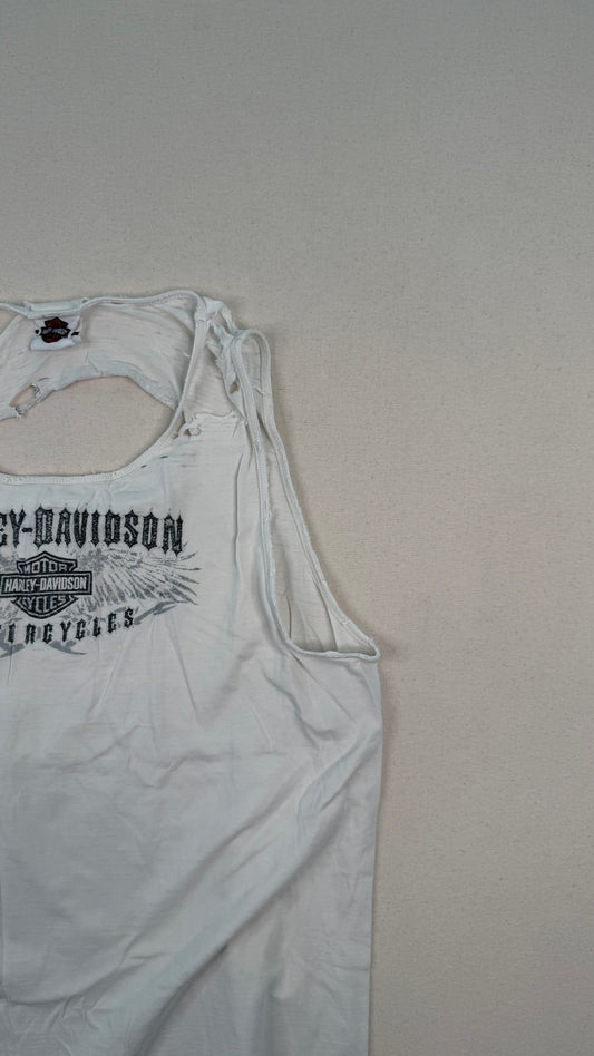 Vintage Harley-Davidson Distressed White California Graphic Tank Top – Y2K Biker Grunge