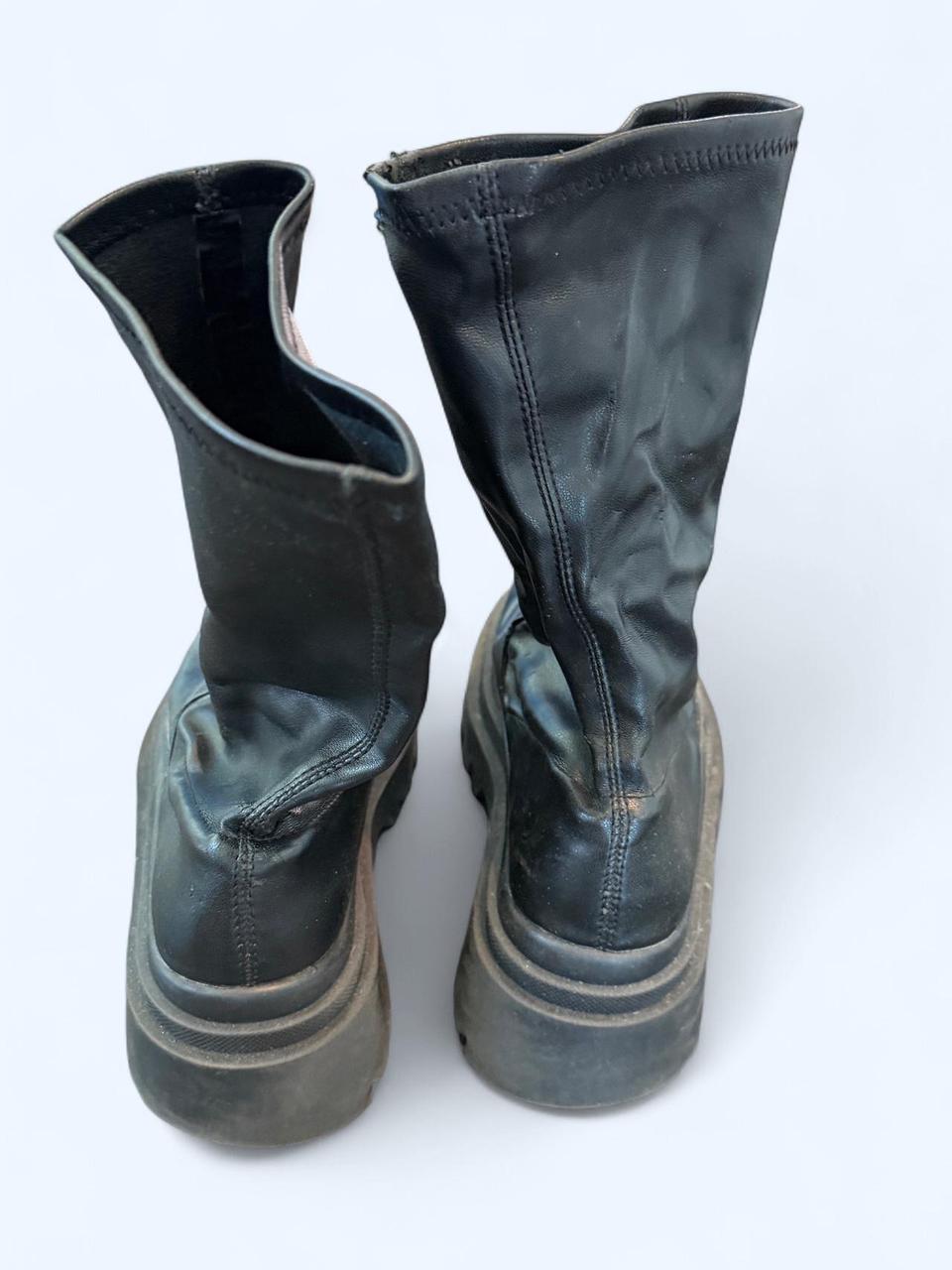 ZARA Black Chunky Sole Leather Boots