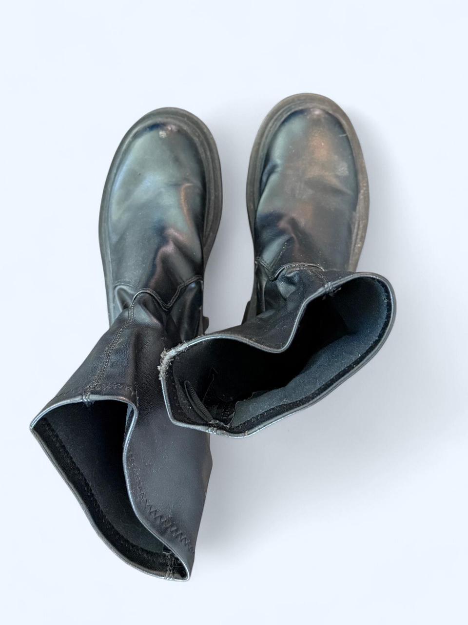 ZARA Black Chunky Sole Leather Boots