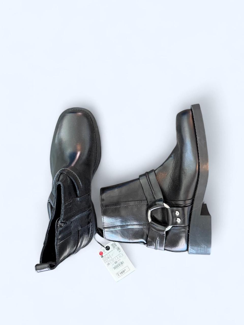 ZARA Black Leather Ankle Boots