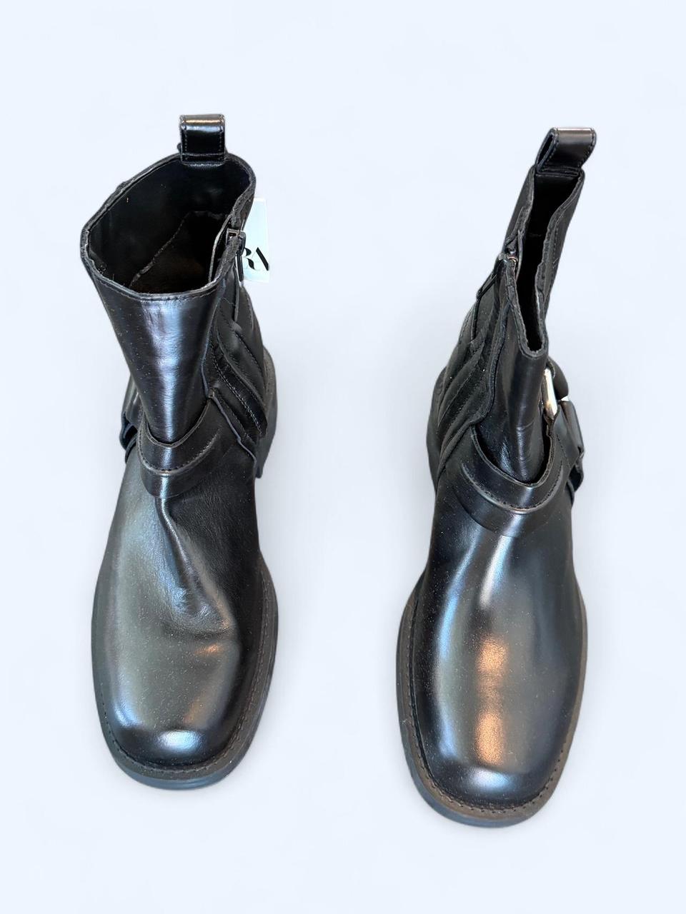 ZARA Black Leather Ankle Boots