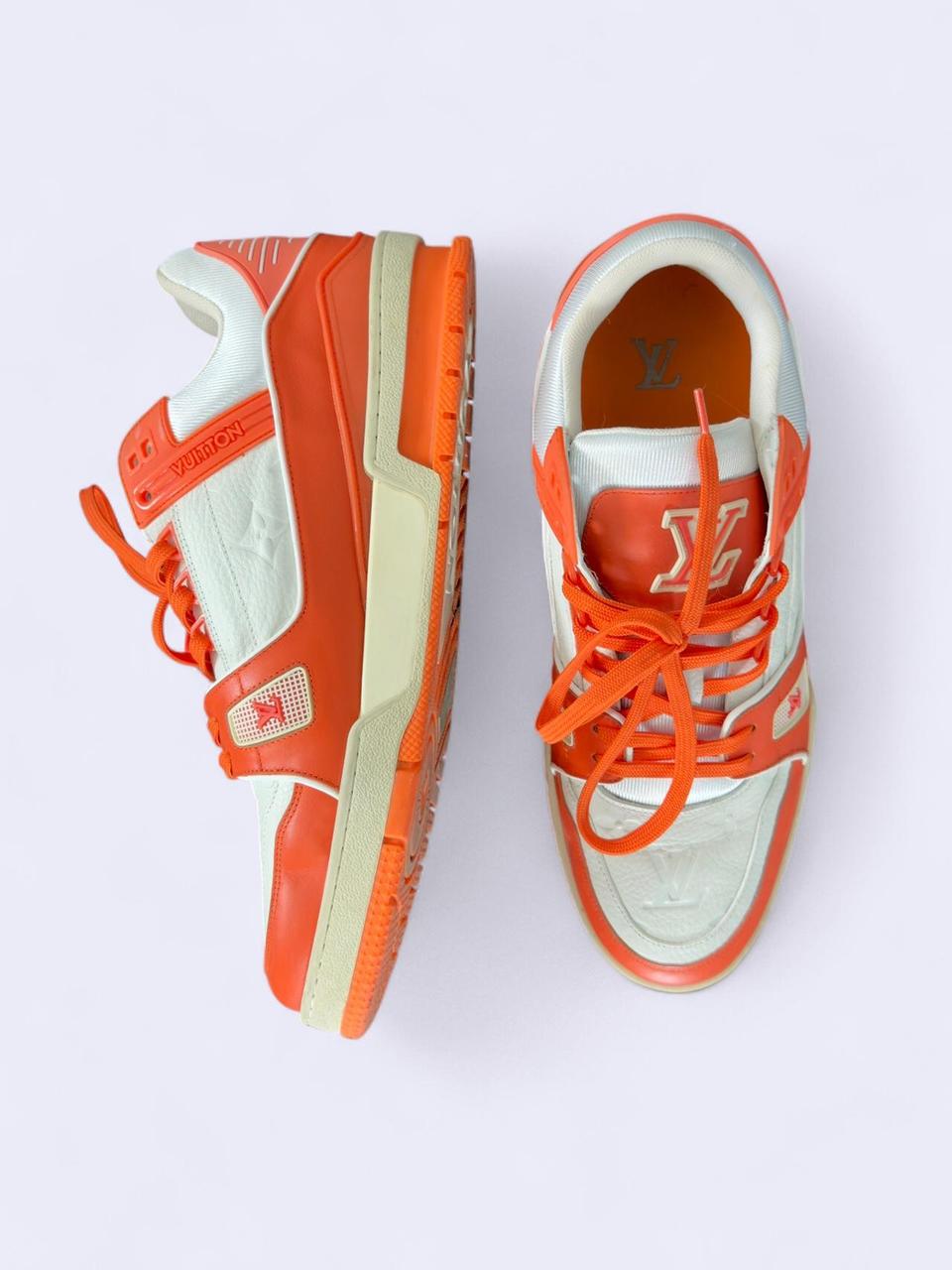 Orange + white Louis Vuitton Trainers