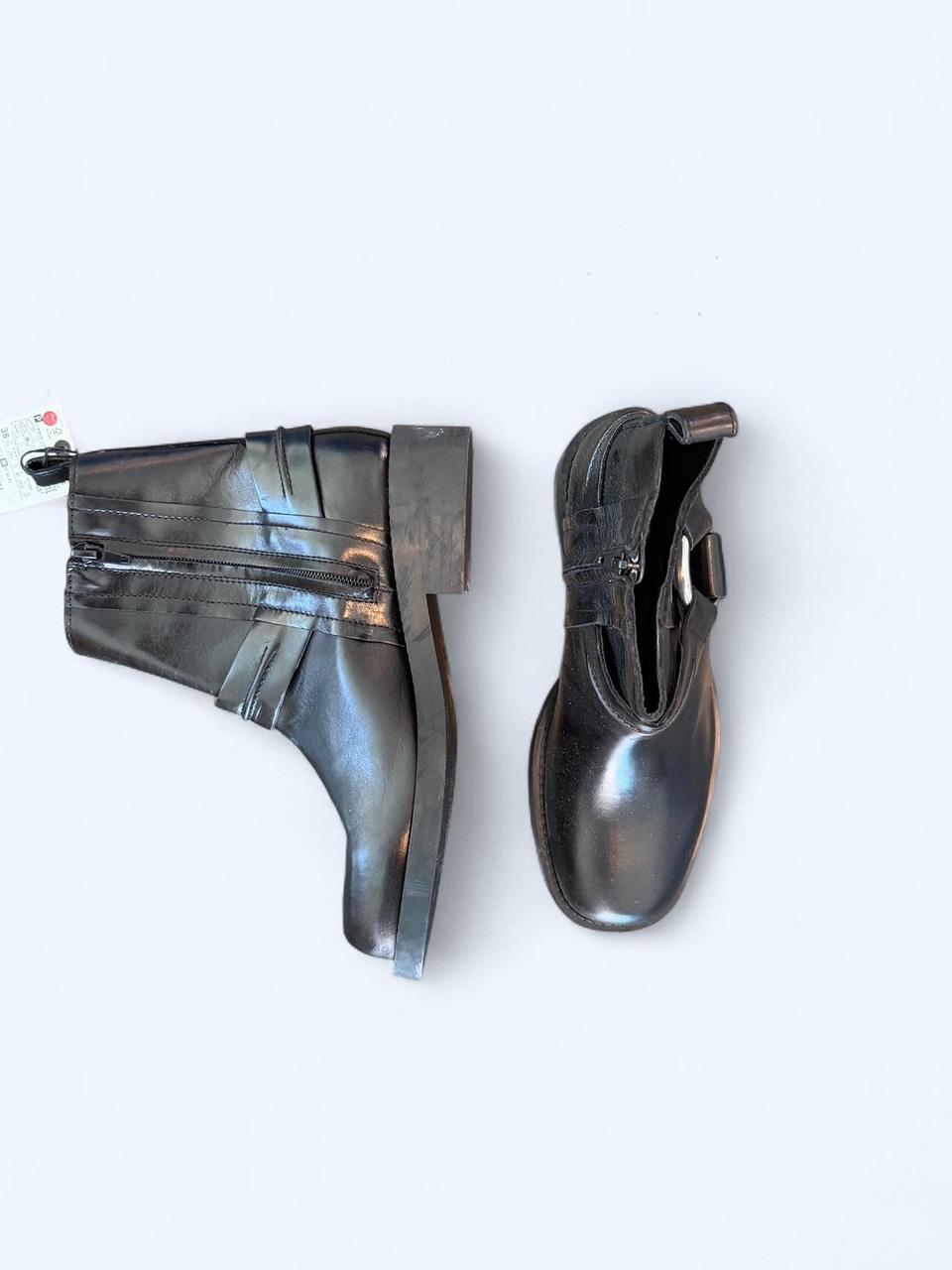 ZARA Black Leather Ankle Boots