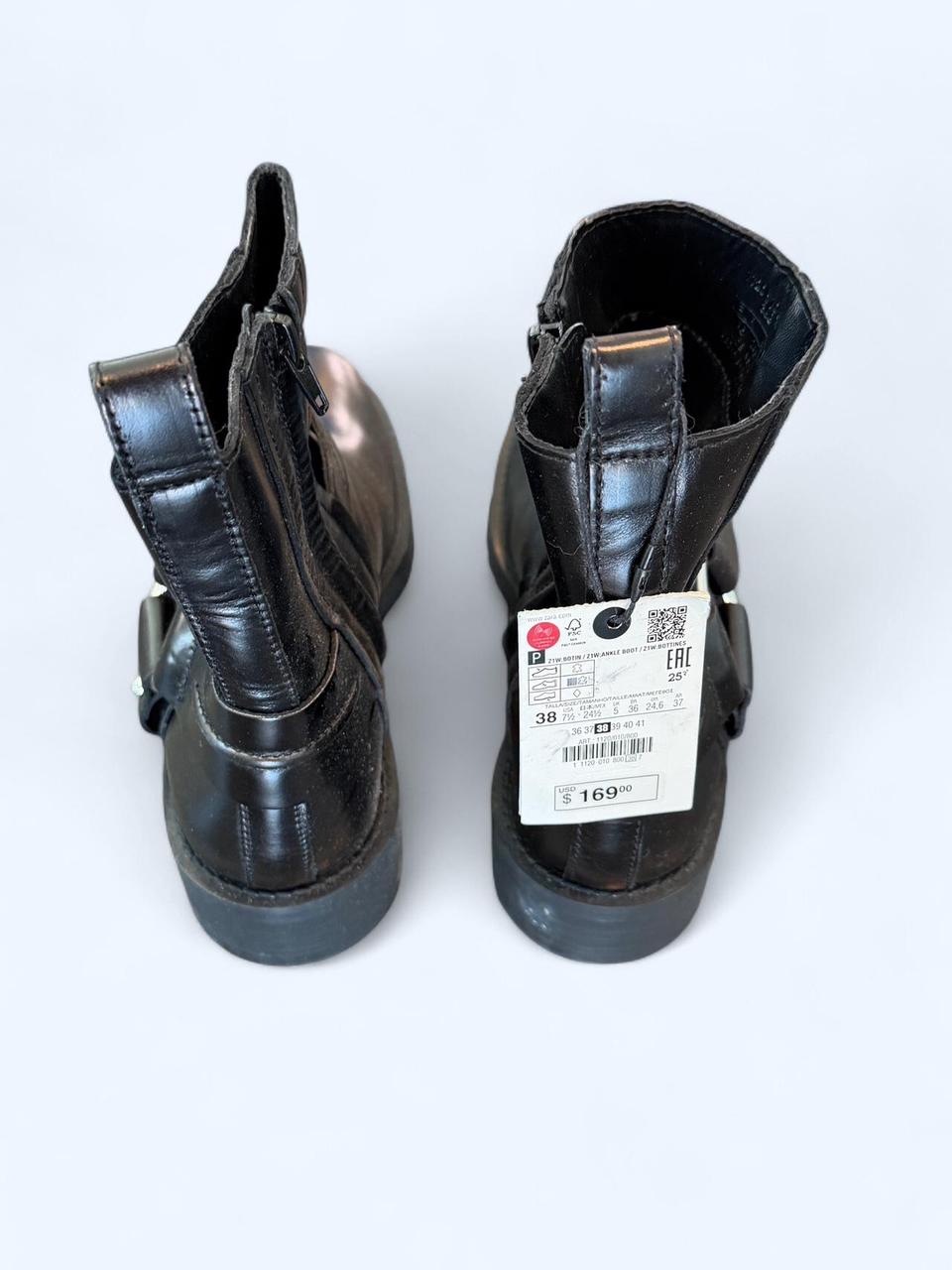 ZARA Black Leather Ankle Boots
