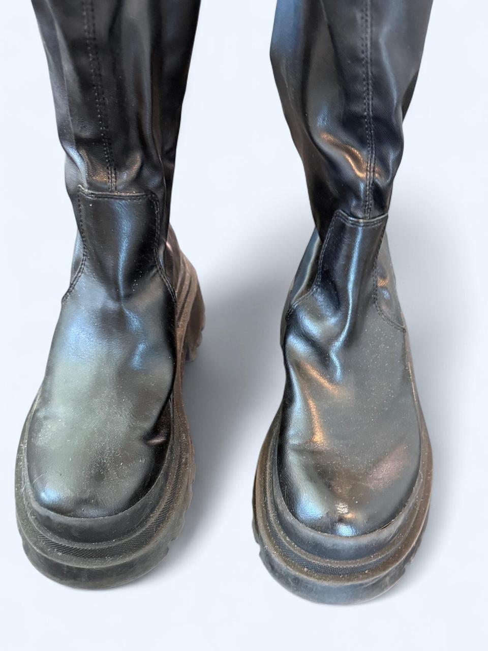 ZARA Black Chunky Sole Leather Boots