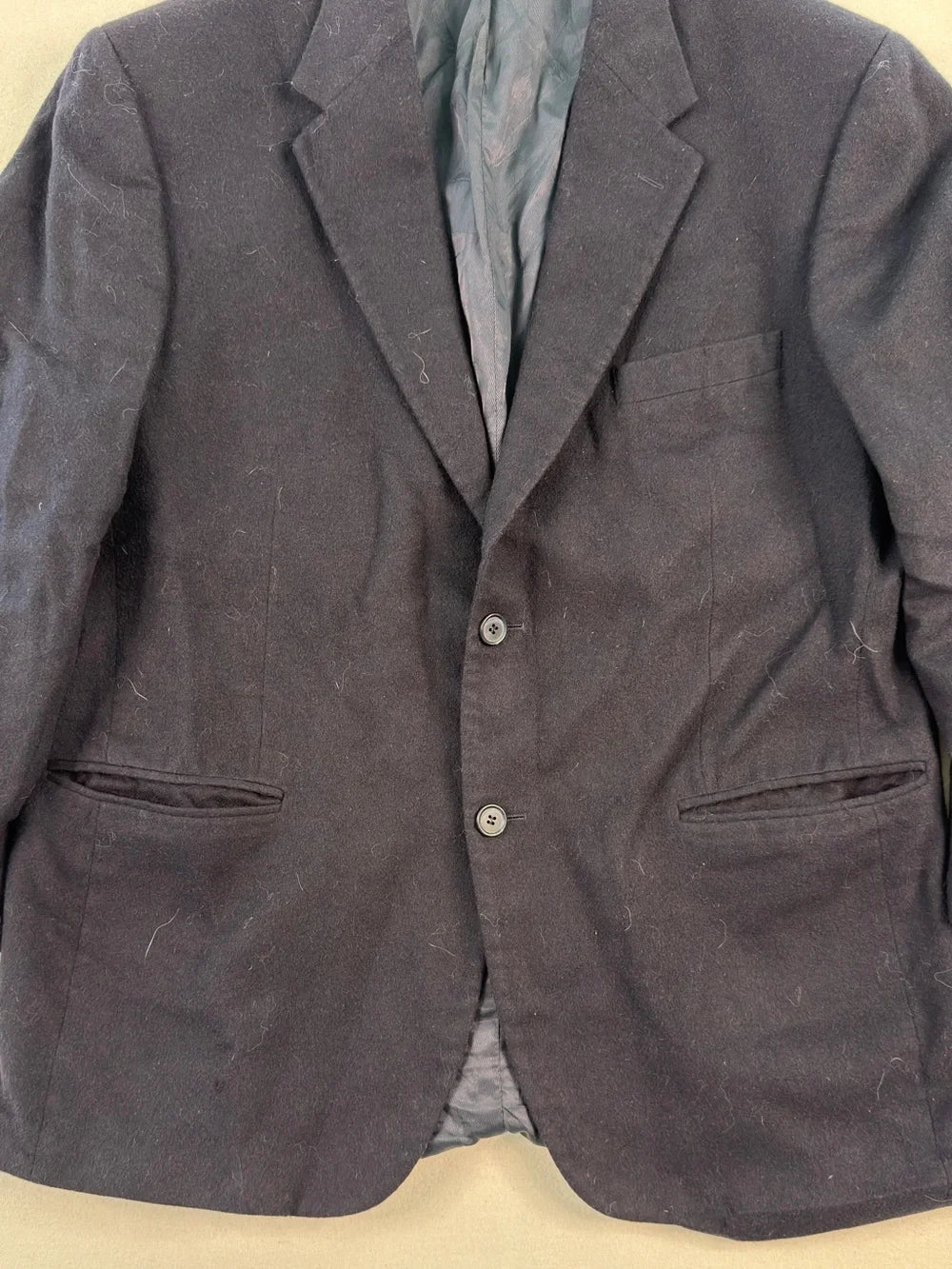 Vintage Gianfranco Ruffini Italy Black Wool Blazer Jacket 44R XL Quiet Luxury Minimalist