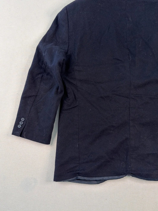 Vintage Gianfranco Ruffini Italy Black Wool Blazer Jacket 44R XL Quiet Luxury Minimalist