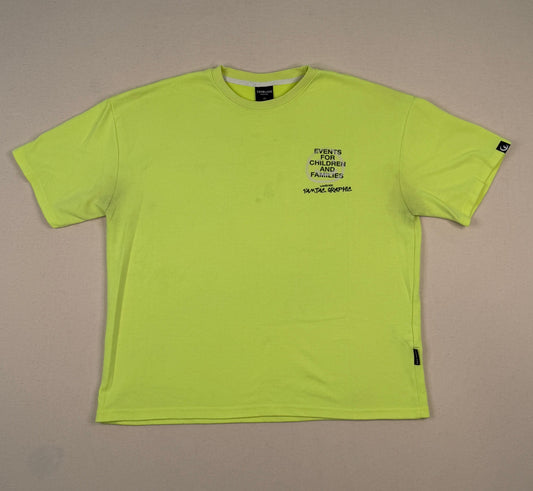 Neon Yellow Graphic Tee – Streetwear Back Print Shirt (Size L)