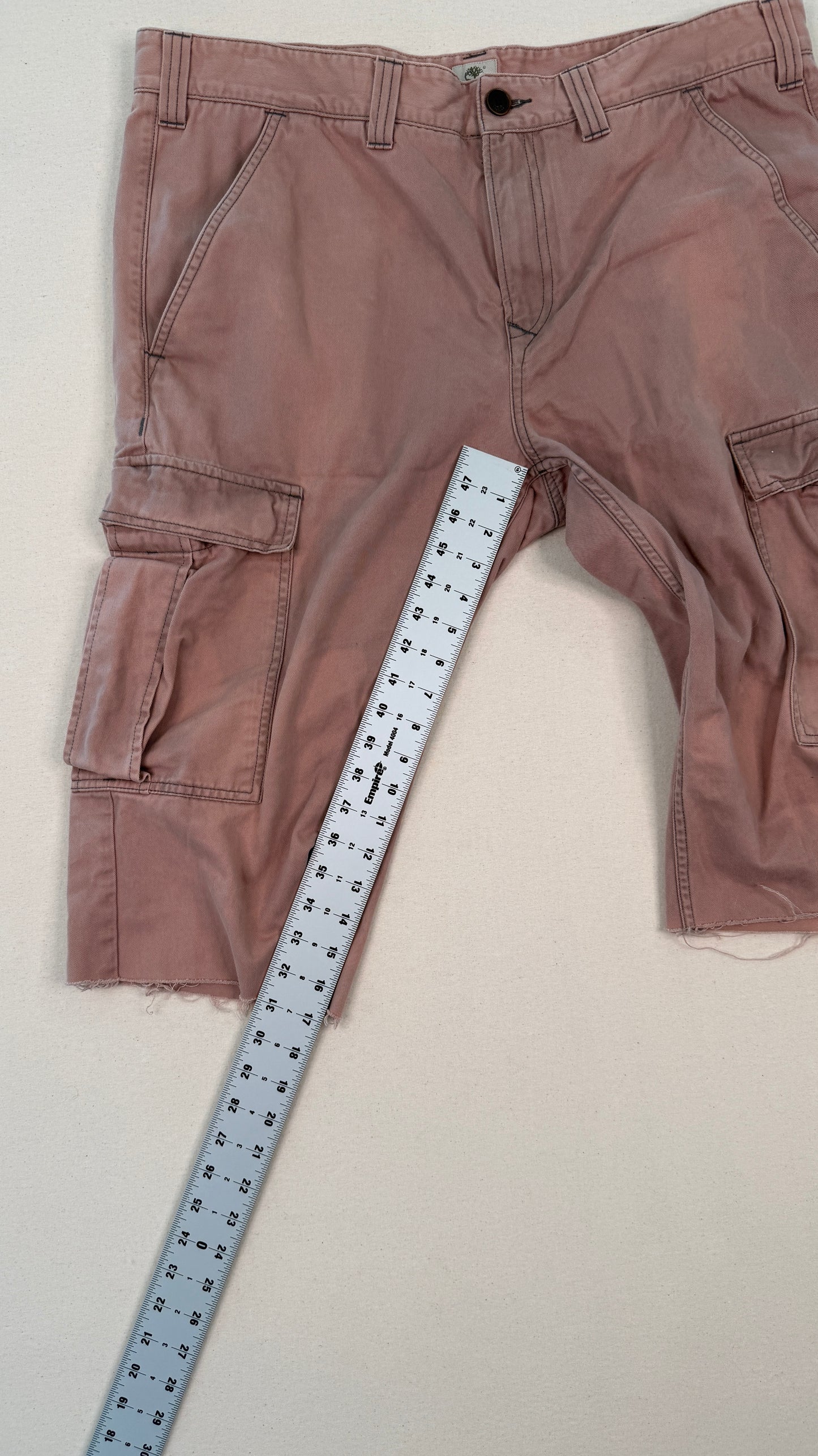 Vintage Timberland Pink Cargo Shorts Size 40 Distressed Utility Streetwear