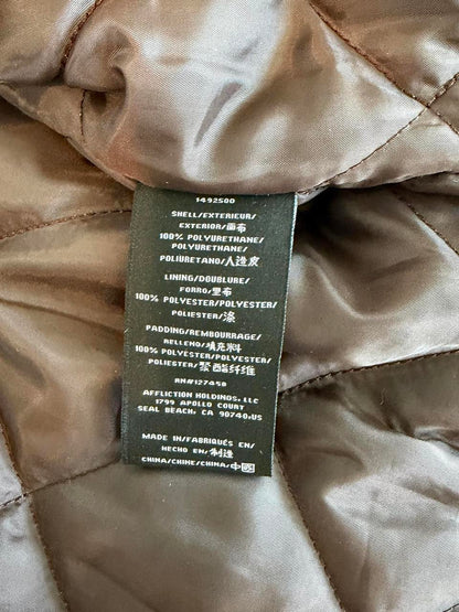 Rare Affliction Black Premium Quilted Moto Jacket Brown Y2K Biker Archive Size Large