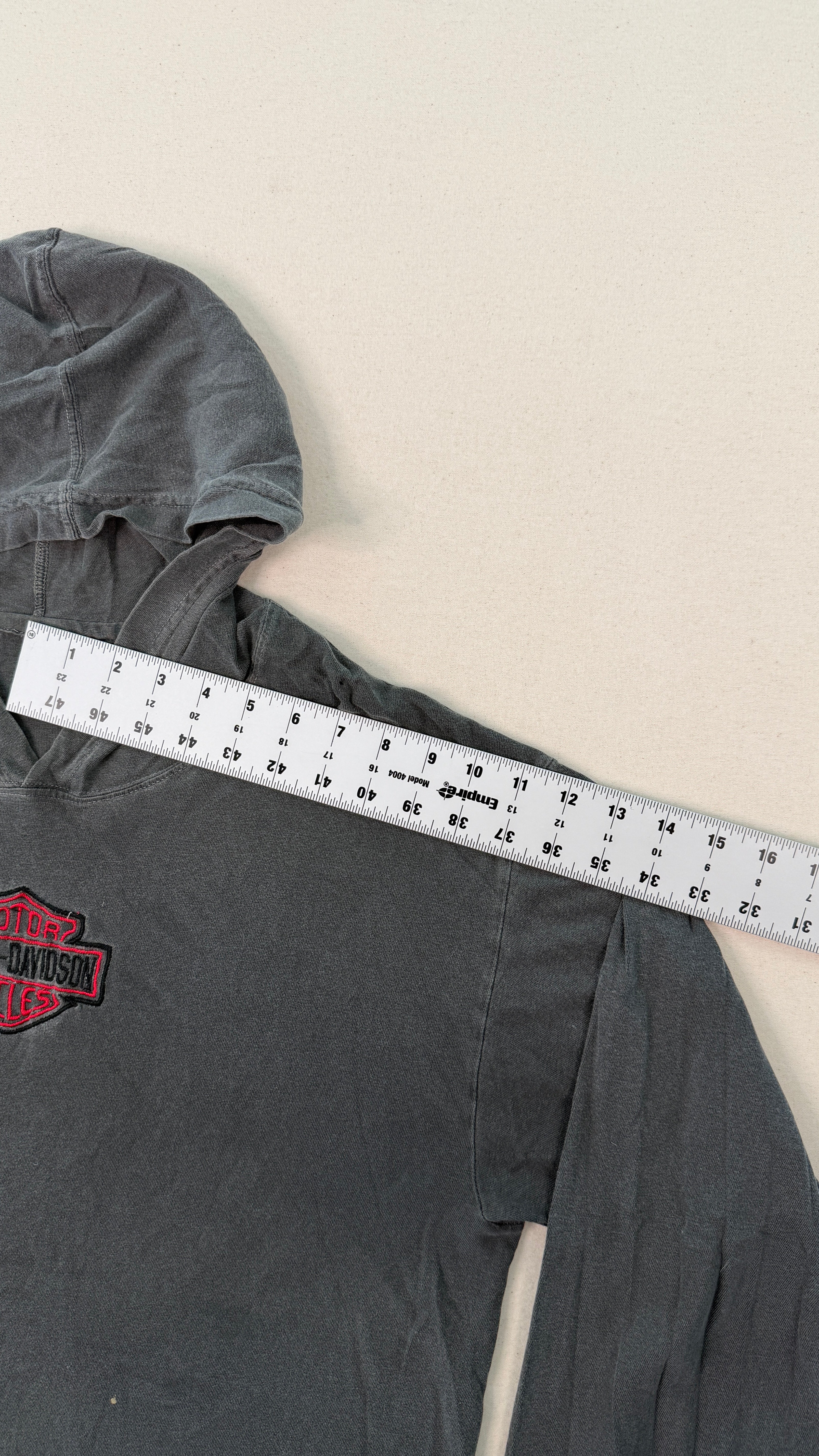 Vintage Harley Davidson Faded Grey Hooded Long Sleeve Tee – Men