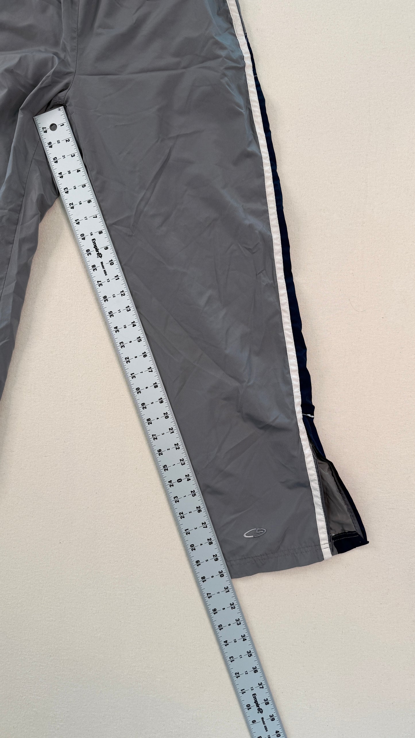 Vintage Champion Track Pants Grey Blue Stripe Y2K Nylon Athletic Mens M