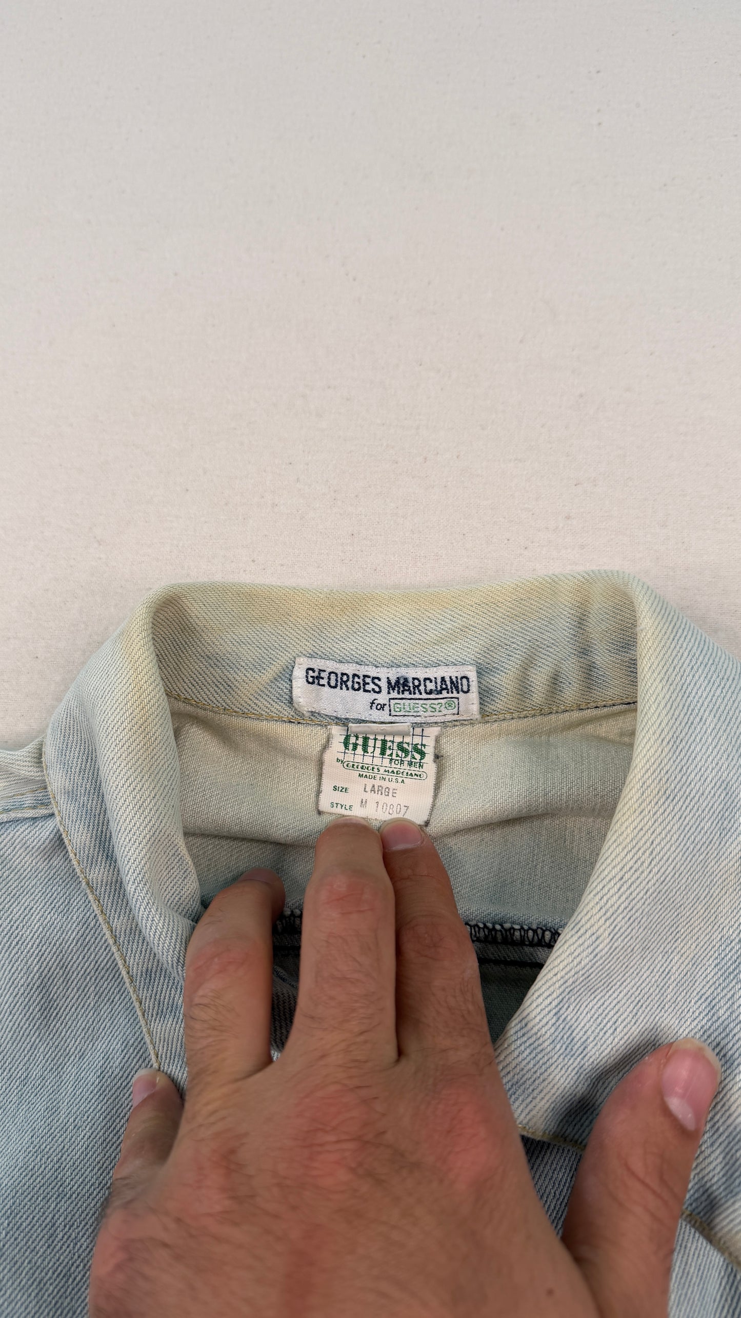 Vintage Georges Marciano Guess Light Wash Denim Jacket Large Y2K Streetwear Trucker