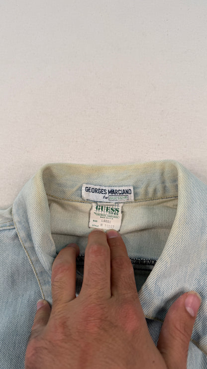 Vintage Georges Marciano Guess Light Wash Denim Jacket Large Y2K Streetwear Trucker