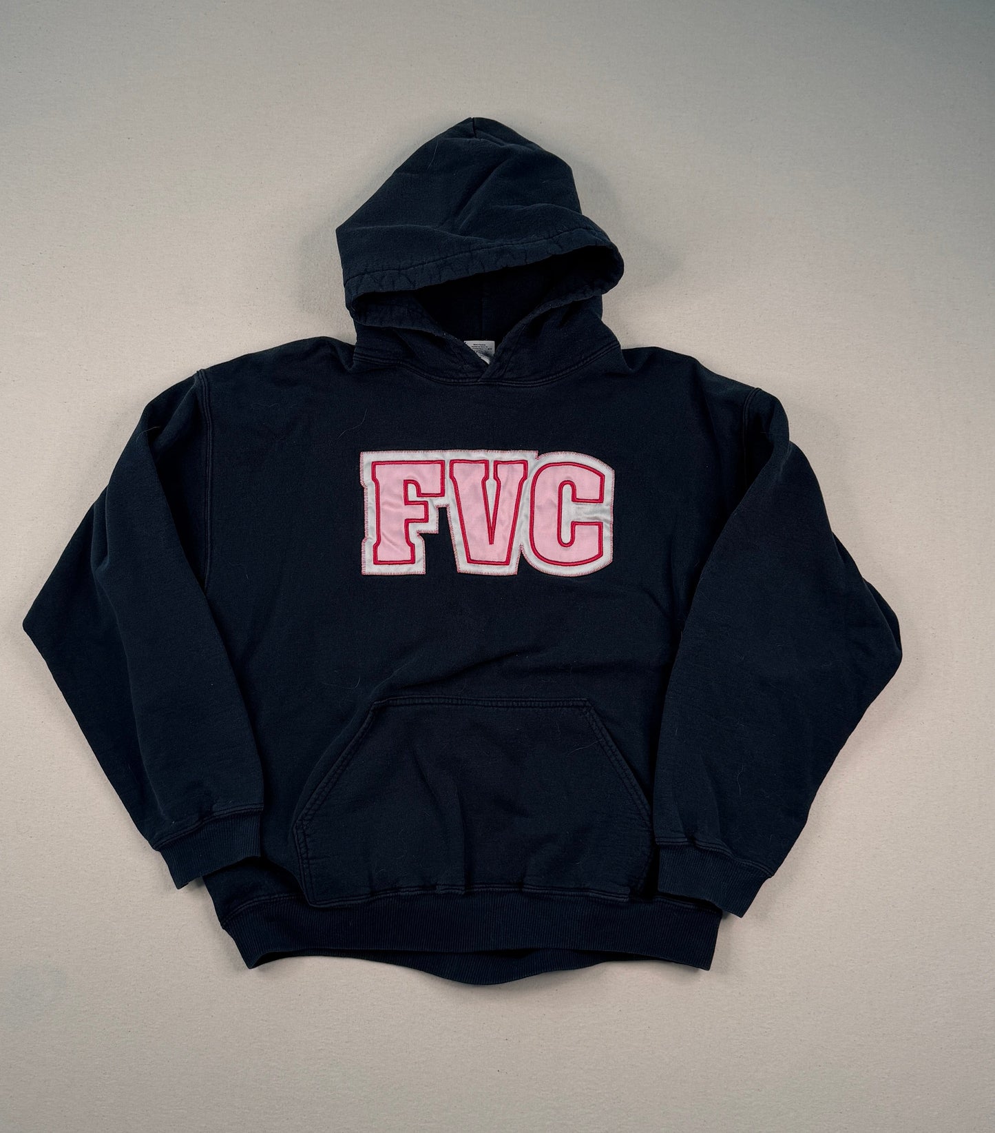 Vintage FVC Black Varsity Hoodie Large Collegiate Graphic Sweatshirt Y2K Streetwear