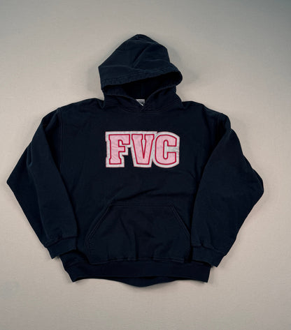 Vintage FVC Black Varsity Hoodie Large Collegiate Graphic Sweatshirt Y2K Streetwear