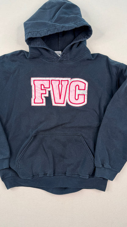 Vintage FVC Black Varsity Hoodie Large Collegiate Graphic Sweatshirt Y2K Streetwear
