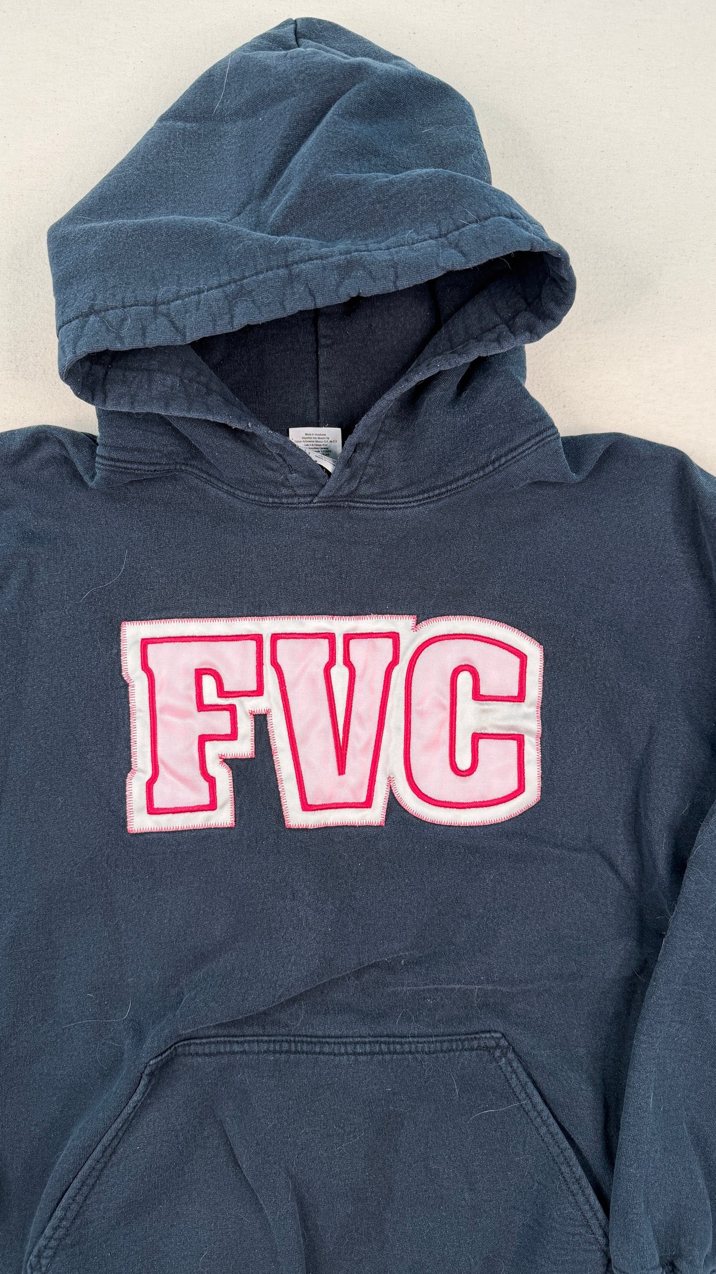 Vintage FVC Black Varsity Hoodie Large Collegiate Graphic Sweatshirt Y2K Streetwear