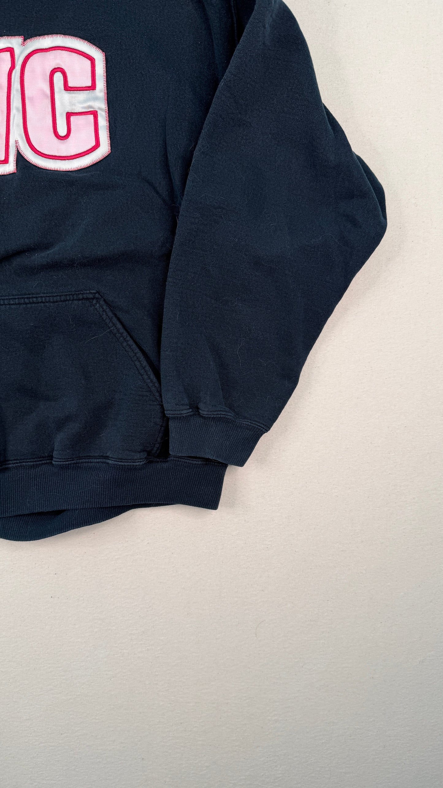 Vintage FVC Black Varsity Hoodie Large Collegiate Graphic Sweatshirt Y2K Streetwear