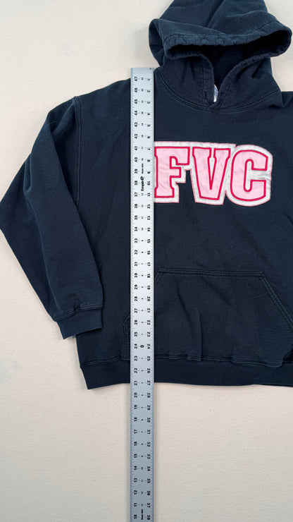 Vintage FVC Black Varsity Hoodie Large Collegiate Graphic Sweatshirt Y2K Streetwear