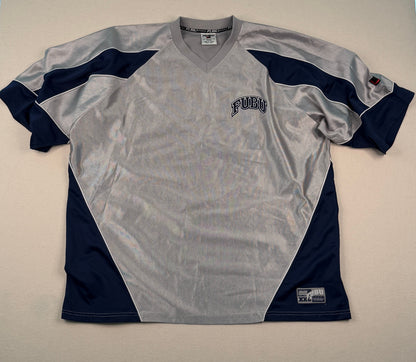 FUBU Sports Grey Navy Mesh Jersey XXL Y2K Streetwear Vintage