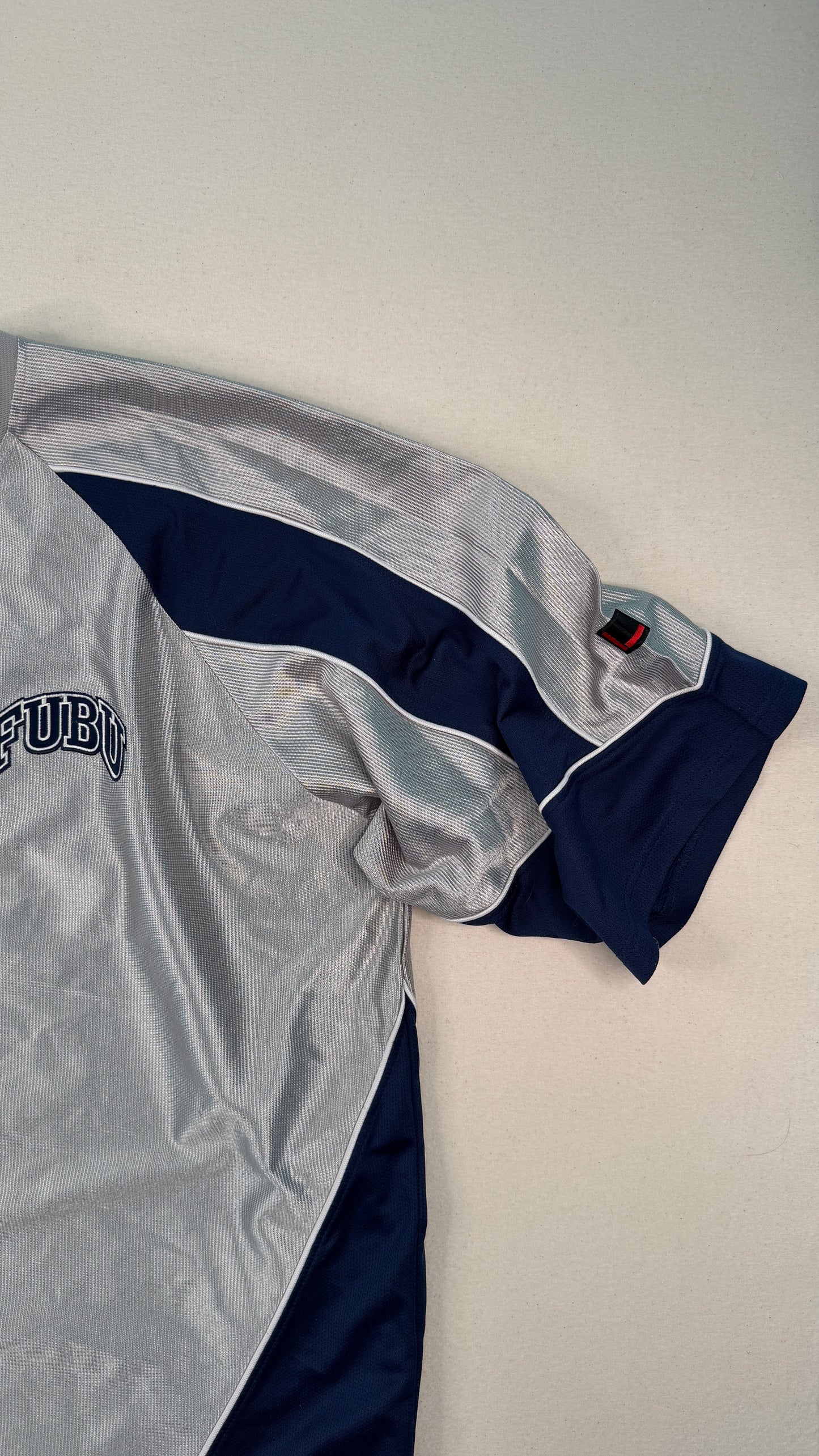 FUBU Sports Grey Navy Mesh Jersey XXL Y2K Streetwear Vintage