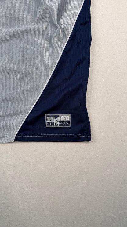 FUBU Sports Grey Navy Mesh Jersey XXL Y2K Streetwear Vintage