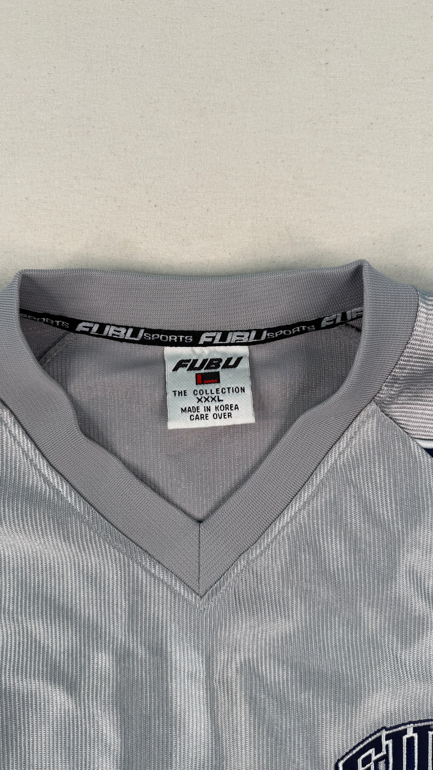 FUBU Sports Grey Navy Mesh Jersey XXL Y2K Streetwear Vintage