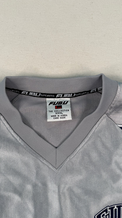FUBU Sports Grey Navy Mesh Jersey XXL Y2K Streetwear Vintage