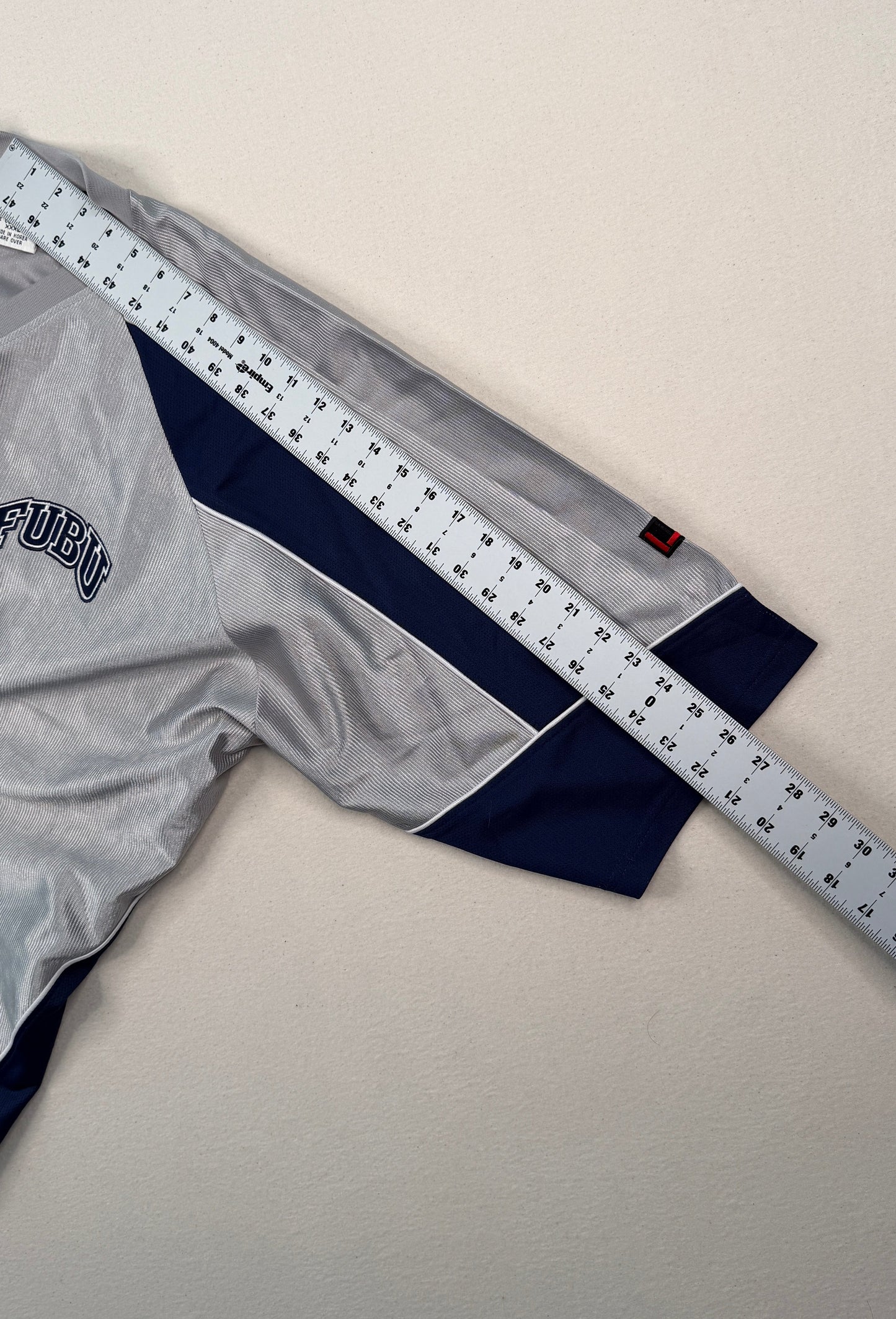 FUBU Sports Grey Navy Mesh Jersey XXL Y2K Streetwear Vintage