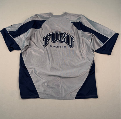 FUBU Sports Grey Navy Mesh Jersey XXL Y2K Streetwear Vintage