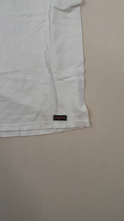 Vintage Graphic Logo White T-Shirt Y2K Streetwear Back Print Tee