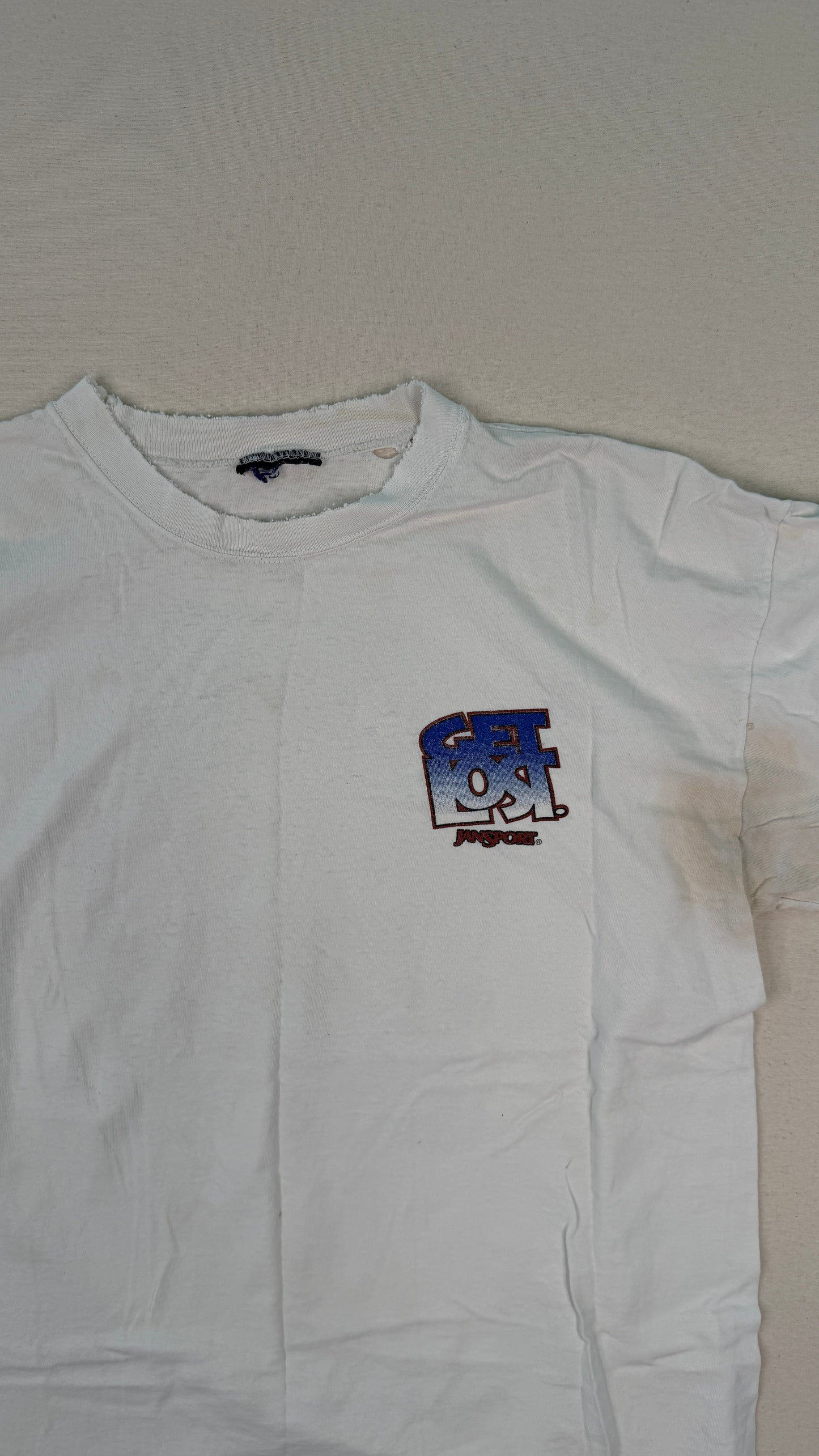 Vintage Graphic Logo White T-Shirt Y2K Streetwear Back Print Tee