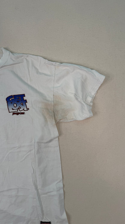 Vintage Graphic Logo White T-Shirt Y2K Streetwear Back Print Tee