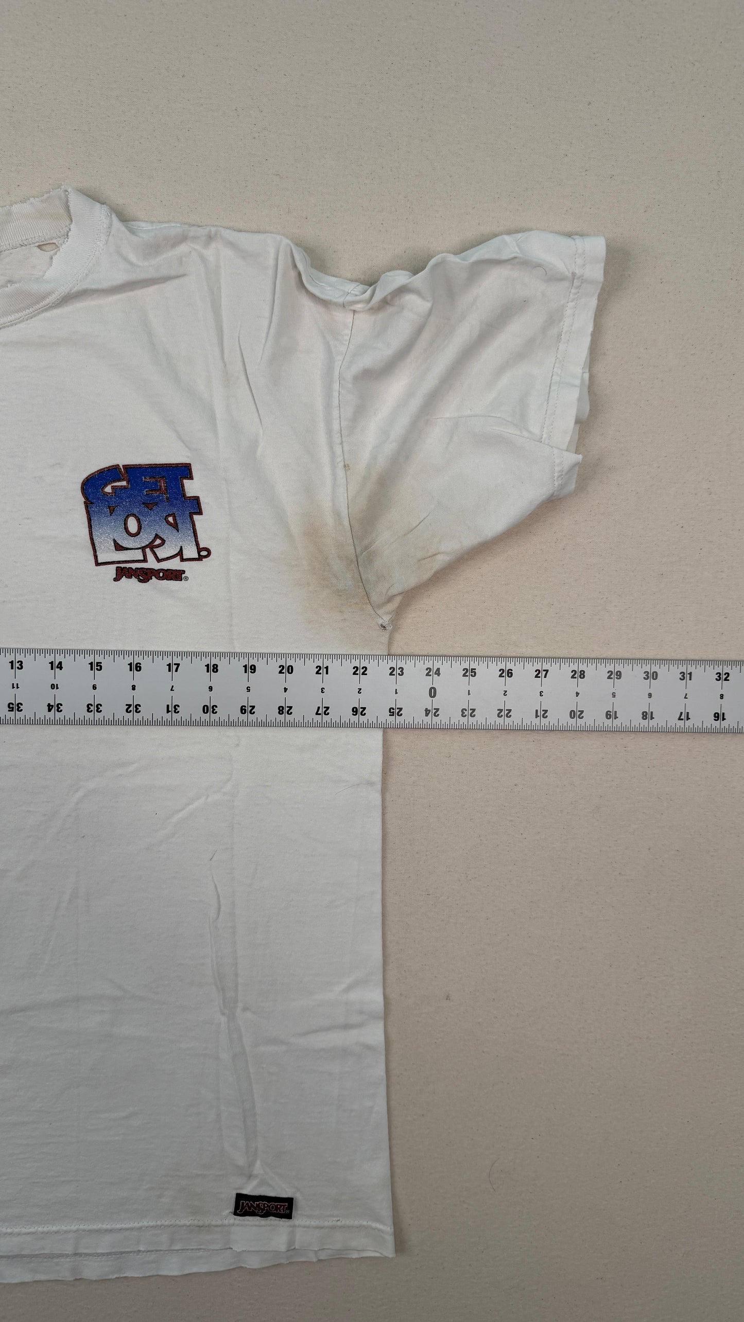 Vintage Graphic Logo White T-Shirt Y2K Streetwear Back Print Tee
