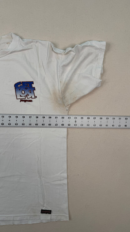 Vintage Graphic Logo White T-Shirt Y2K Streetwear Back Print Tee