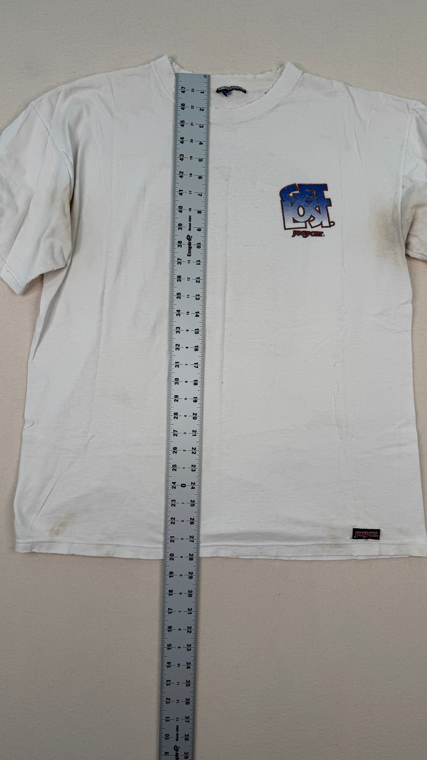 Vintage Graphic Logo White T-Shirt Y2K Streetwear Back Print Tee