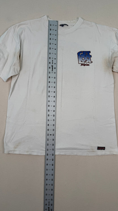 Vintage Graphic Logo White T-Shirt Y2K Streetwear Back Print Tee
