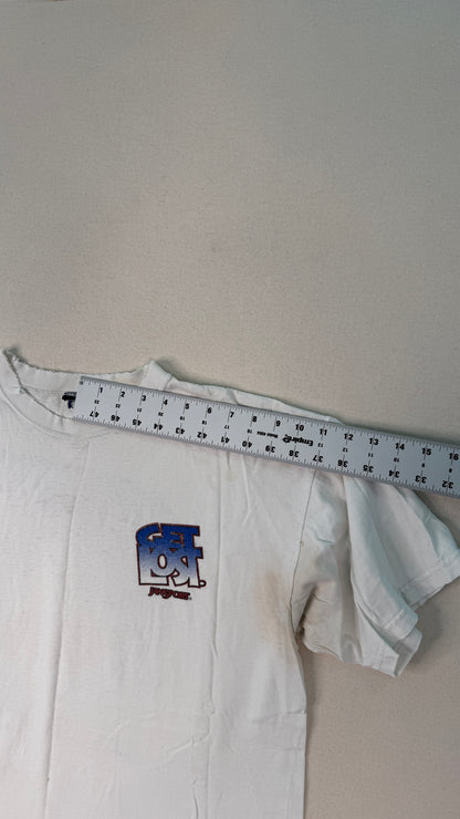 Vintage Graphic Logo White T-Shirt Y2K Streetwear Back Print Tee