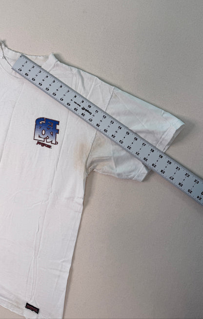Vintage Graphic Logo White T-Shirt Y2K Streetwear Back Print Tee
