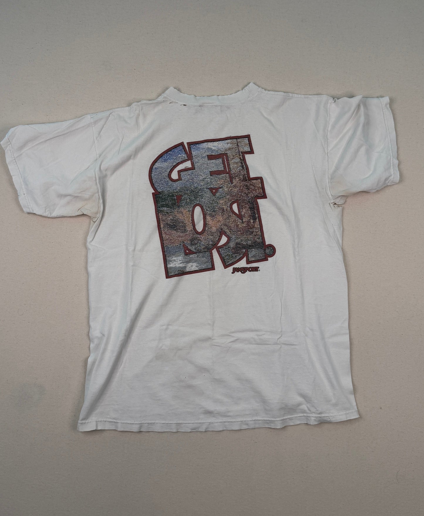 Vintage Graphic Logo White T-Shirt Y2K Streetwear Back Print Tee