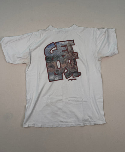Vintage Graphic Logo White T-Shirt Y2K Streetwear Back Print Tee