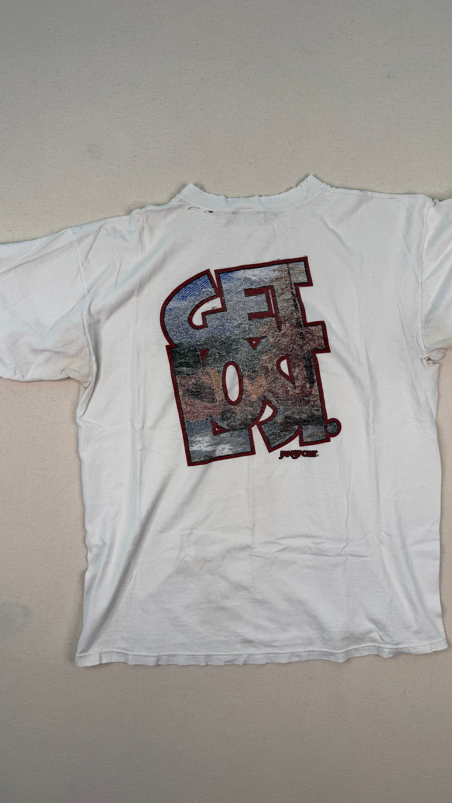 Vintage Graphic Logo White T-Shirt Y2K Streetwear Back Print Tee