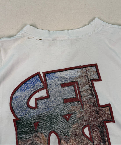 Vintage Graphic Logo White T-Shirt Y2K Streetwear Back Print Tee