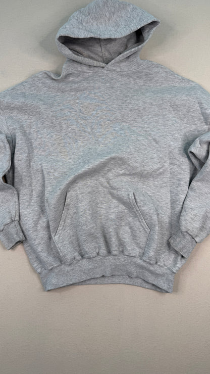 Vintage Trapper’s Bar & Grill Graphic Hoodie – Gray 2XL Y2K Streetwear Pullover