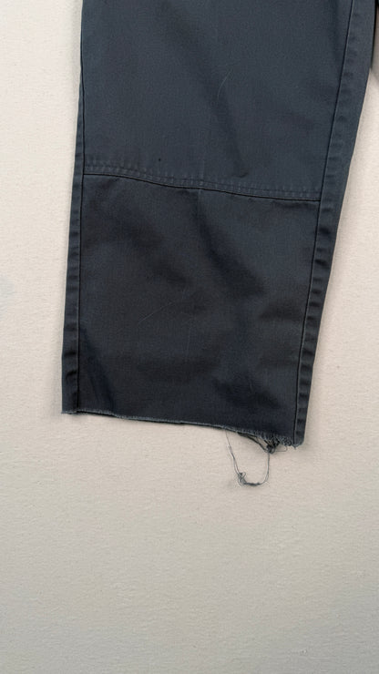 Dickies Charcoal Double Knee Work Pants – Cropped Raw Hem Vintage Utility Trousers