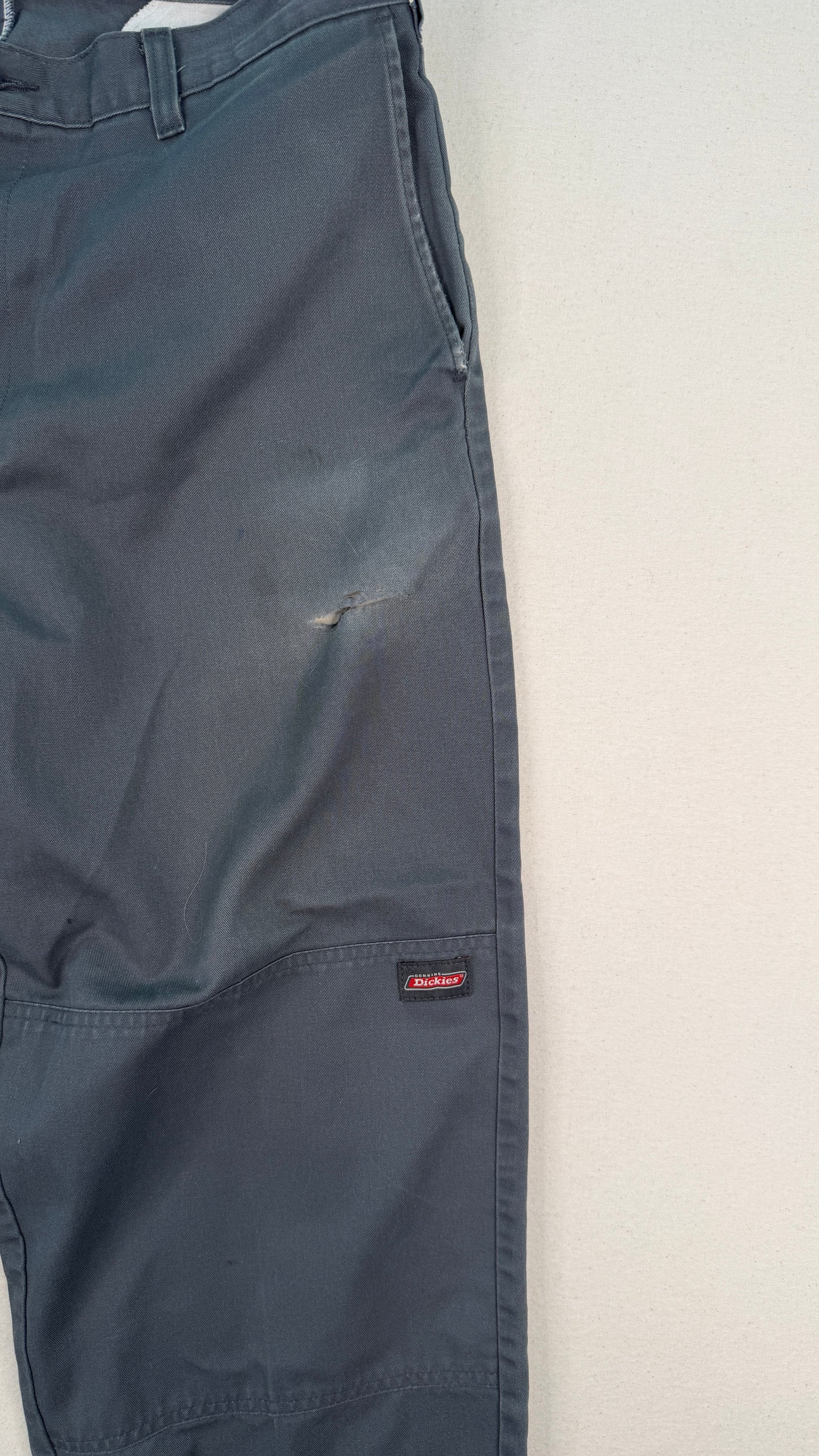 Dickies Charcoal Double Knee Work Pants – Cropped Raw Hem Vintage Utility Trousers